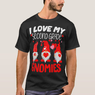 I Liebe My Second Grade Gnomies Funny Valentine He T-Shirt