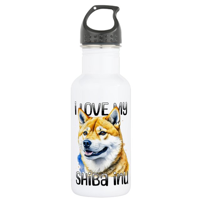 I Liebe My Shiba Inu | Hundebesitzer Edelstahlflasche (Vorderseite)