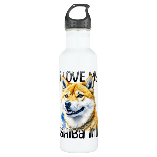 I Liebe My Shiba Inu | Hundebesitzer Edelstahlflasche (Vorderseite)