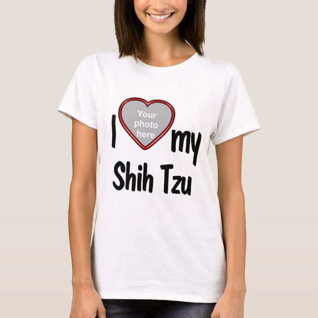I Liebe My Shih Tzu - Niedliches Red Heart Dog Fot T-Shirt (Vorderseite)