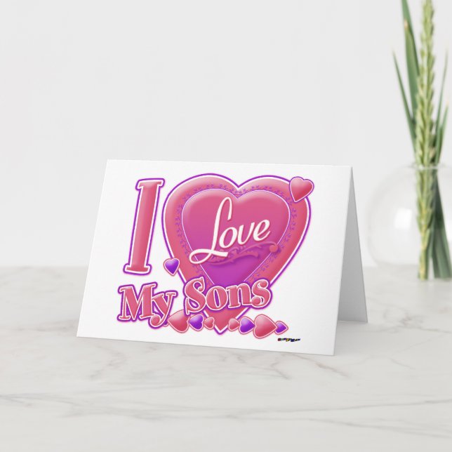 I Liebe My Sons pink/lila - Herz Karte (Vorderseite)