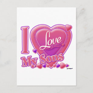 I Liebe My Sons pink/lila - Herz Postkarte