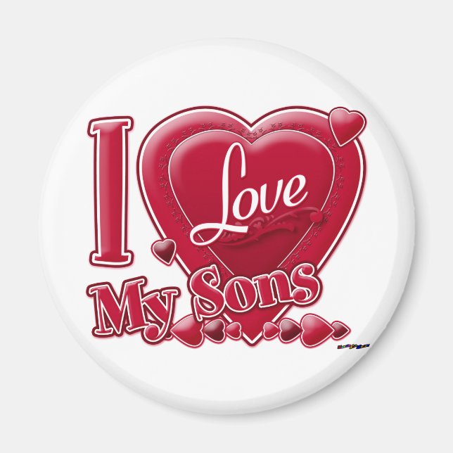 I Liebe My Sons red - heart Magnet (Vorne)