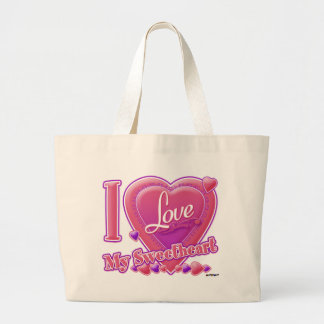 I Liebe My Sweetheart pink/lila - Herz Jumbo Stoffbeutel