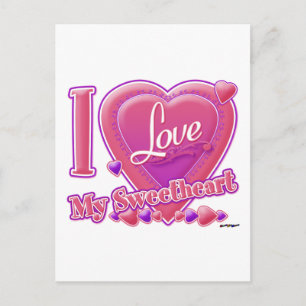 I Liebe My Sweetheart pink/lila - Herz Postkarte