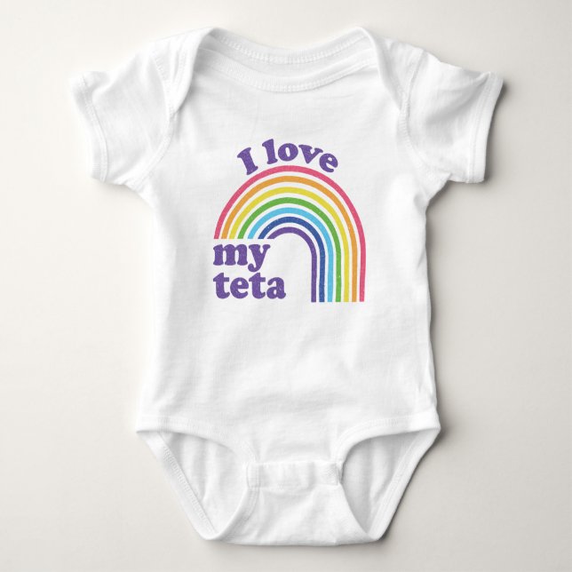 I Liebe My Teta - Niedlicher Regenbogen Baby Strampler (Vorderseite)
