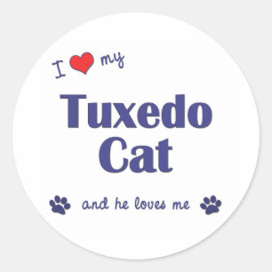 I Liebe My Tuxedo Cat (Männerkatze) Runder Aufkleber