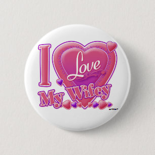 I Liebe My Wifey rosa/lila - Herz Button