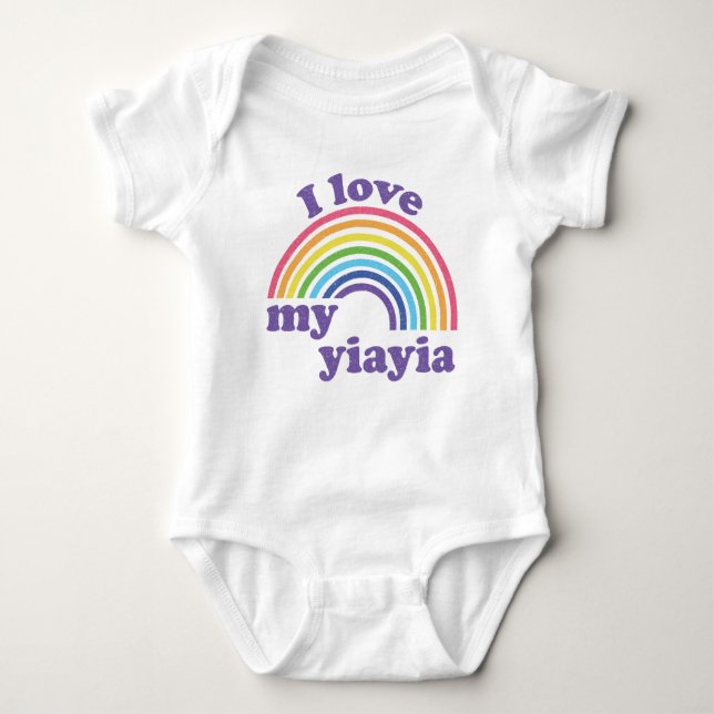 I Liebe My Yiayia - Niedlicher Regenbogen Baby Strampler (Vorderseite)