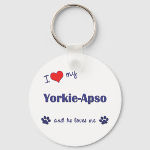 I Liebe My Yorkie-Apso (Männlicher Hund) Schlüsselanhänger