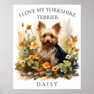 I Liebe My Yorkshire Terrier Floral Dog Portrait Poster