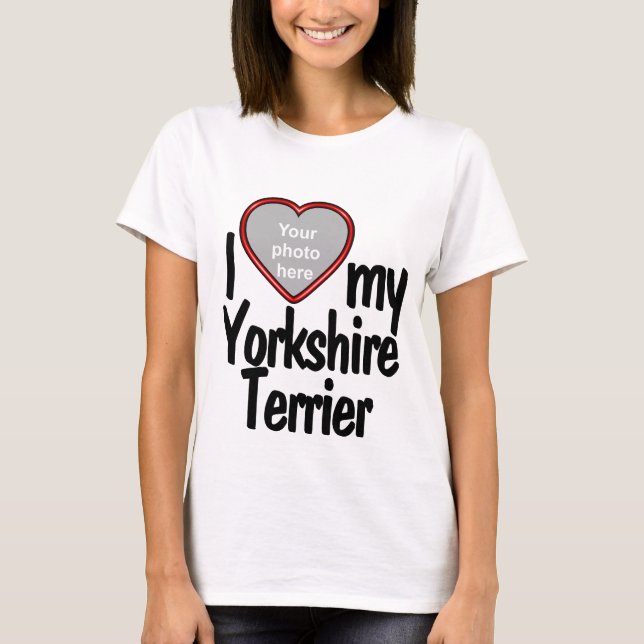 I Liebe My Yorkshire Terrier Heart Shaped Dog Foto T-Shirt (Vorderseite)