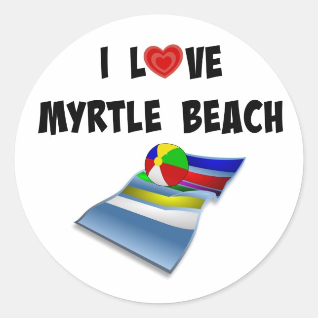 I Liebe Myrtle Beach Runder Aufkleber (Vorderseite)