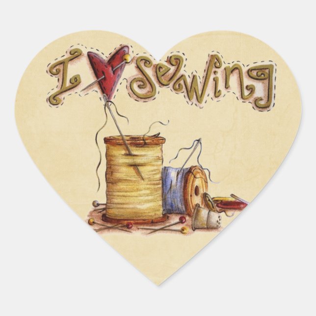 I Liebe Nähaufkleber Herz-Aufkleber (Vorderseite)