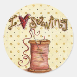 I Liebe Nähaufkleber Runder Aufkleber