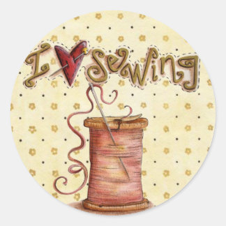 I Liebe Nähaufkleber Runder Aufkleber