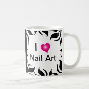 I Liebe Nail Art Zebra Streifen und Pink Coffee Ta Tasse