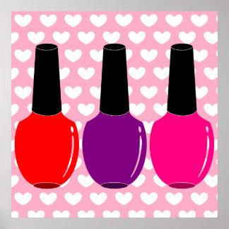 I Liebe Nail Polnisch Rosa Lila Nagelart Polnisch Poster