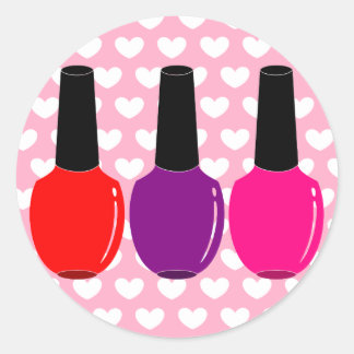 I Liebe Nail Polnisch Rosa Lila Nagelart Polnisch Runder Aufkleber