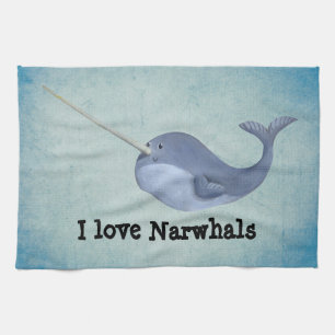 I Liebe Narwhals Geschirrtuch