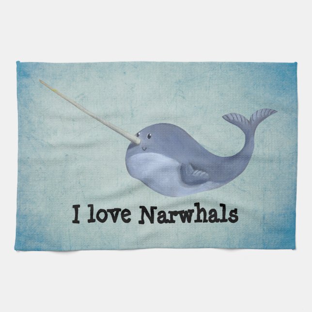 I Liebe Narwhals Geschirrtuch (Horizontal)