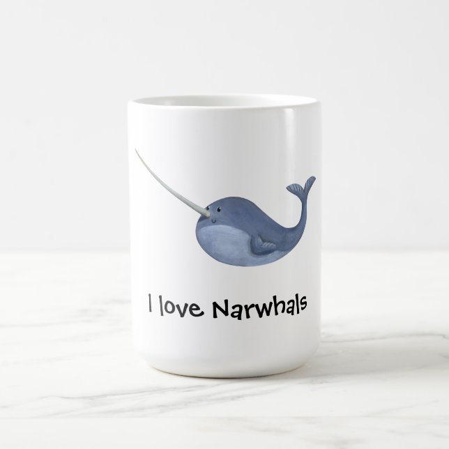 I Liebe Narwhals - kundenspezifischer Text - Kaffeetasse (Mittel)