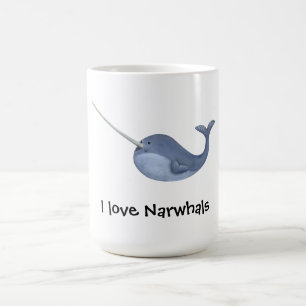 I Liebe Narwhals - kundenspezifischer Text - Kaffeetasse