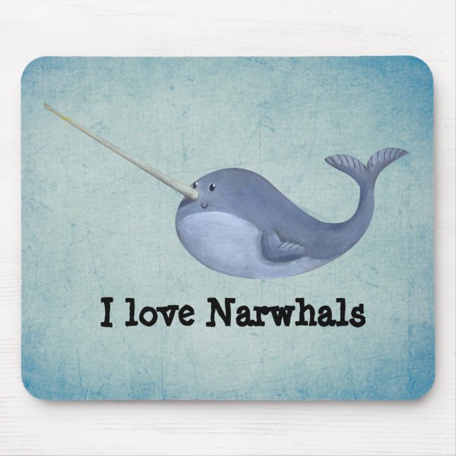 I Liebe Narwhals Mousepad (Vorne)