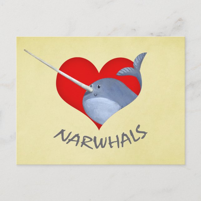 I Liebe Narwhals Postkarte (Vorderseite)