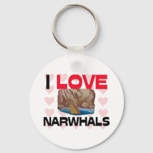 I Liebe Narwhals Schlüsselanhänger