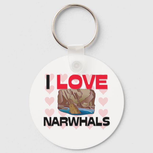 I Liebe Narwhals Schlüsselanhänger (Vorderseite)