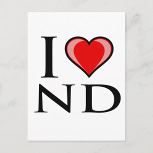 I Liebe ND - Nord-Dakota Postkarte