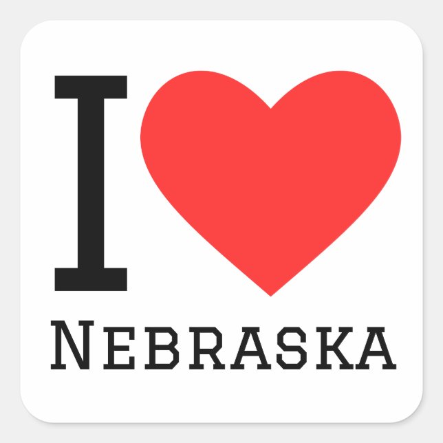 I Liebe Nebraska Quadratischer Aufkleber (Vorderseite)