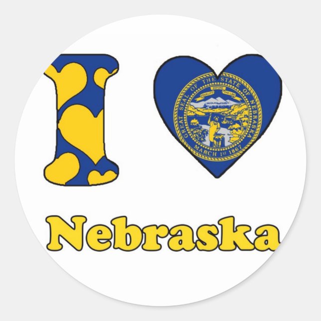 I Liebe Nebraska Runder Aufkleber (Vorderseite)