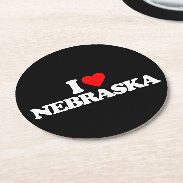 I LIEBE NEBRASKA RUNDER PAPPUNTERSETZER (Angewinkelt)