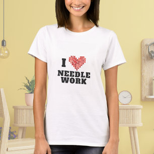 I Liebe Needlework Cross Stitch Herz T-Shirt