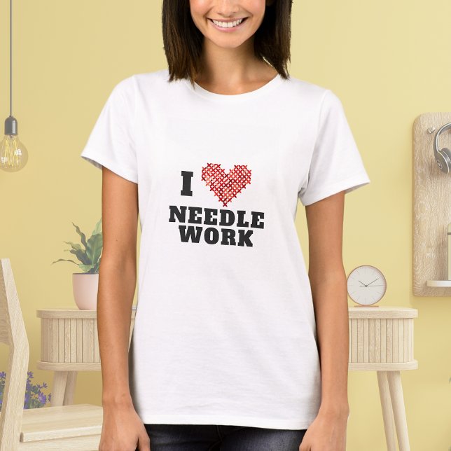 I Liebe Needlework Cross Stitch Herz T-Shirt (Von Creator hochgeladen)