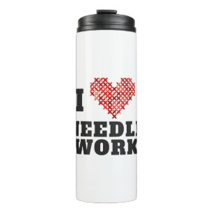 I Liebe Needlework Cross Stitch Herz Thermosbecher
