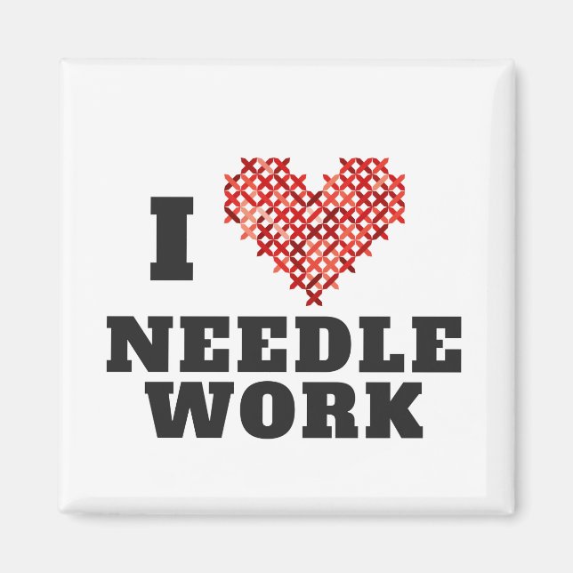 I Liebe Needlework Cross Stitch Magnet (Vorne)