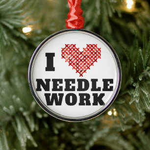 I Liebe Needlework Cross Stitch Ornament Aus Metall