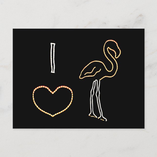 I Liebe Neon Flamingos Postcard Postkarte (Vorderseite)