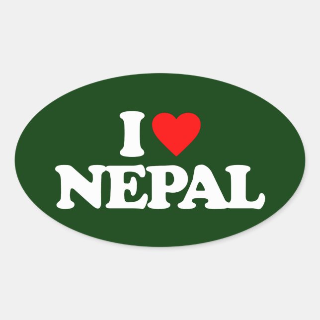 I LIEBE NEPAL OVALER AUFKLEBER (Vorderseite)