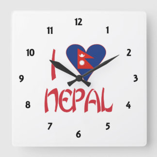 I Liebe Nepal Quadratische Wanduhr