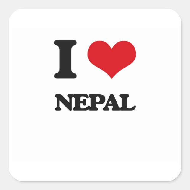I Liebe Nepal Quadratischer Aufkleber (Vorderseite)