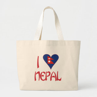 I Liebe (nepalesische Herzflagge) Nepal Jumbo Stoffbeutel