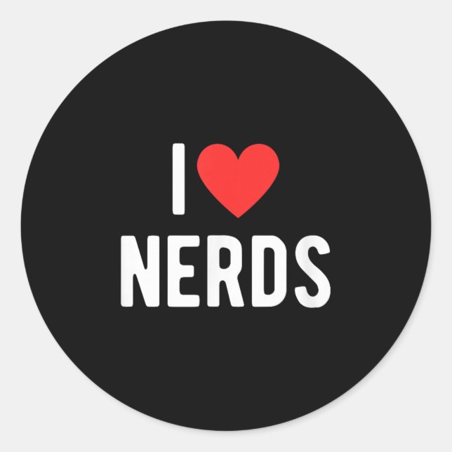 I Liebe Nerd Funny Geeky Graphic Heart Nerd Runder Aufkleber (Vorderseite)
