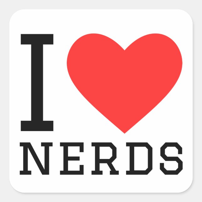 I LIEBE NERD QUADRATISCHER AUFKLEBER (Vorderseite)