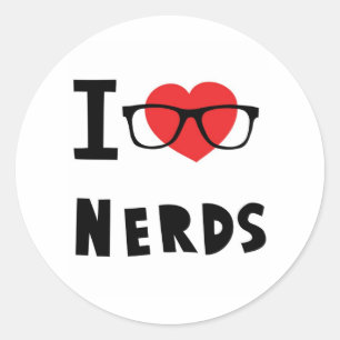 I LIEBE NERD RUNDER AUFKLEBER