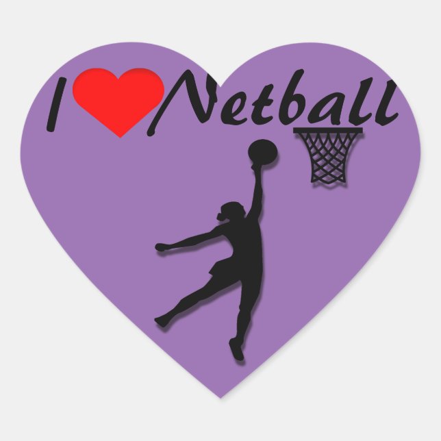 I Liebe Netball Picture Herz-Aufkleber (Vorderseite)