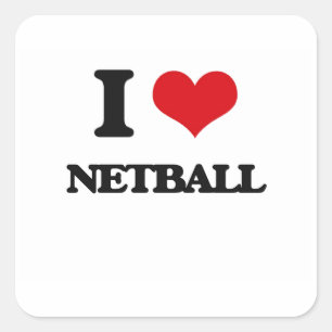I Liebe Netball Quadratischer Aufkleber